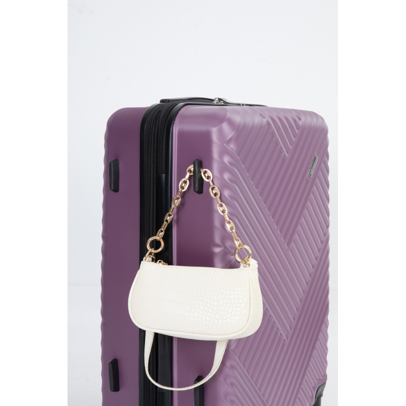 Expandable 3 Piece Luggage Sets PC Lightweight Suitcase with Two Hooks, Spinner Wheels, TSA Lock, (20/24/28), Purple